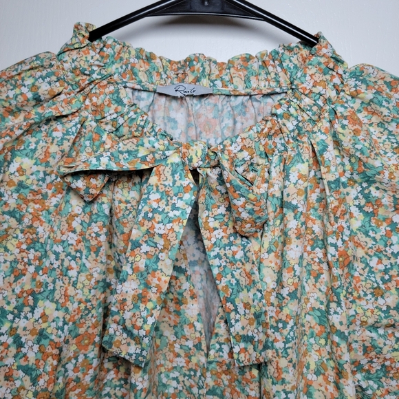 Rails Amal Cassia Floral Long Sleeve V-Neck Tie Spring Floral Top Size Small - Picture 4 of 9